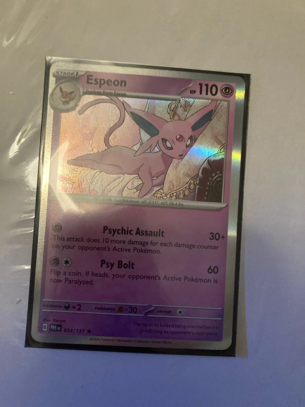 Pokemon Espeon Holo Pink Psychic Trading Card